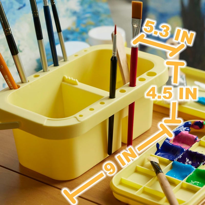SEVENTY Paint Brush Cleaner, Paint Brush Holder and Organizers with Palette for Acrylic, Watercolor, and Water-Based Paints (Yellow) - Image 2
